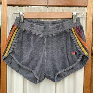 Aviator Nation Gray Shorts with Rainbow Stripes